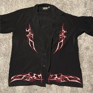 Vintage Dragonfly men’s button up shirt XL tribal embroidered